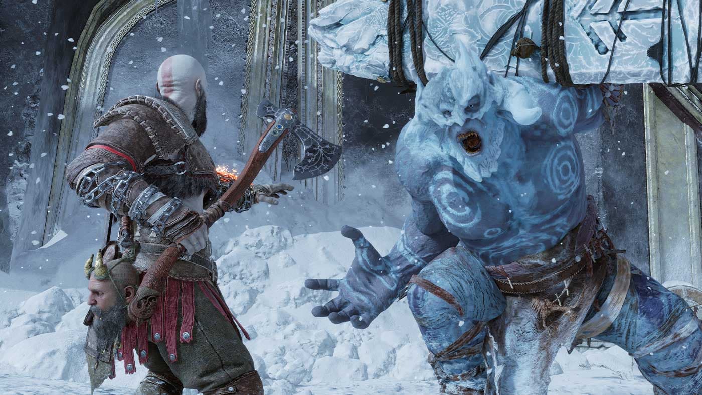 God of War Ragnarok combat moment.